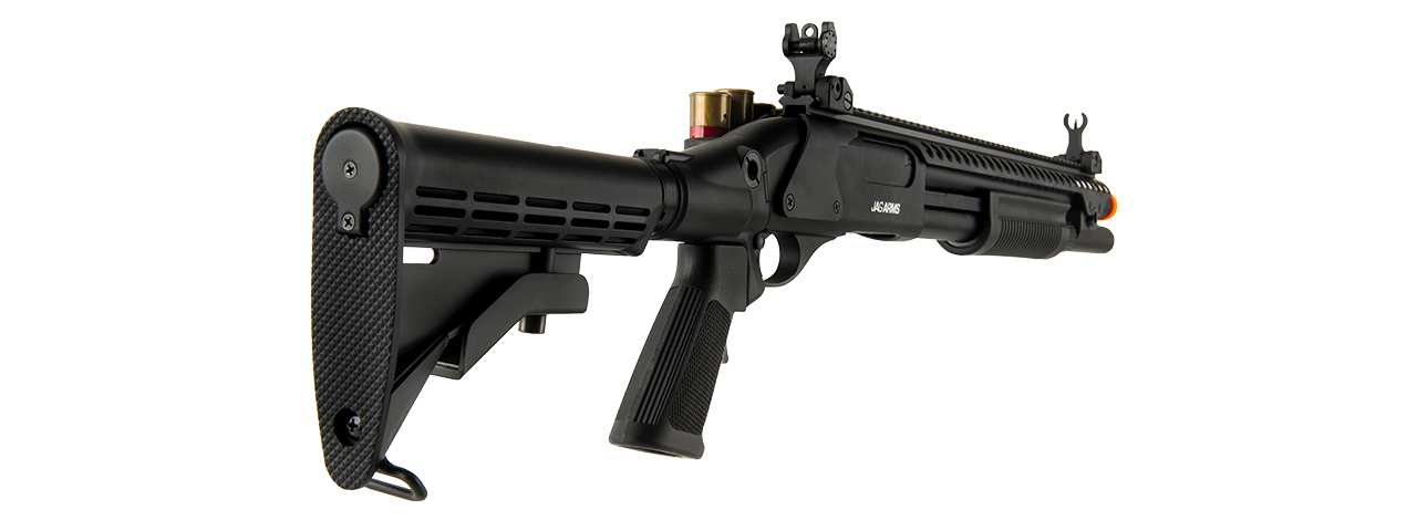 JAG ARMS SCATTERGUN SP AIRSOFT GAS SHOTGUN - EXTENDED TUBE (BLACK) - Click Image to Close