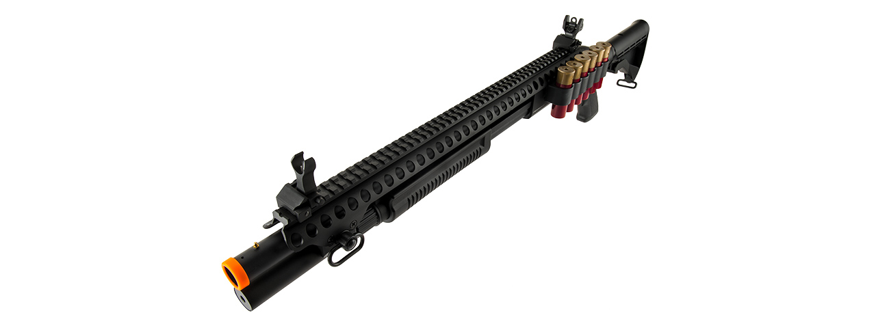 JAG ARMS SCATTERGUN SP AIRSOFT GAS SHOTGUN - EXTENDED TUBE (BLACK) - Click Image to Close