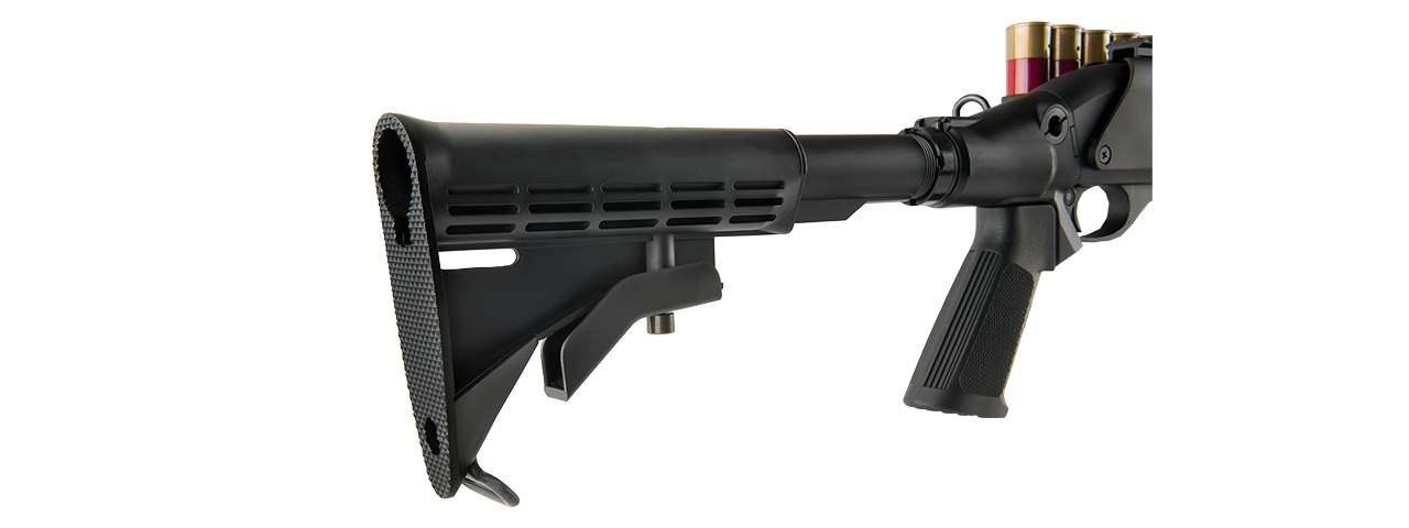 JAG ARMS SCATTERGUN TSS AIRSOFT GAS SHOTGUN W/ SIDE SADDLE (BLACK) - Click Image to Close