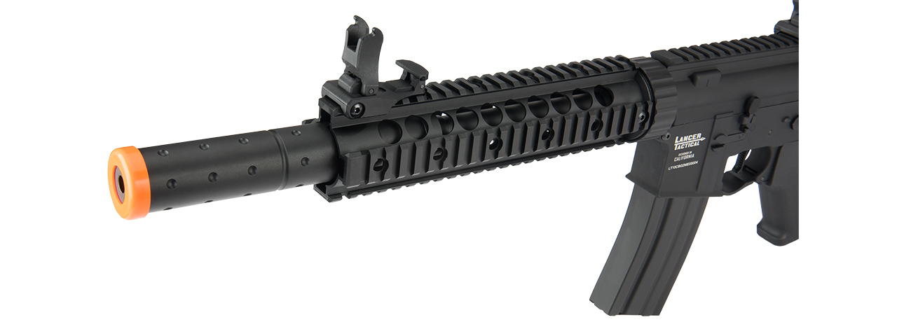 Lancer Tactical Low FPS Proline Gen 2 10" M4 Carbine Airsoft AEG Rifle with Mock Suppressor (Color: Black) - Click Image to Close