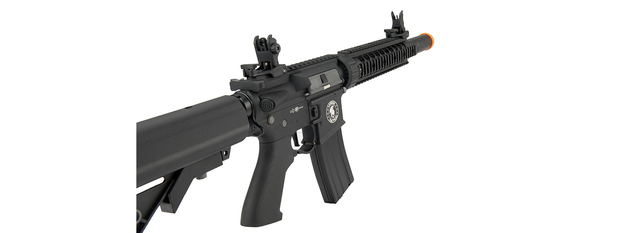 Lancer Tactical Low FPS Proline Gen 2 10" M4 Carbine Airsoft AEG Rifle with Mock Suppressor (Color: Black) - Click Image to Close