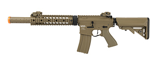 Lancer Tactical Low FPS Proline Gen 2 10" M4 Carbine Airsoft AEG Rifle with Mock Suppressor (Color: Tan)