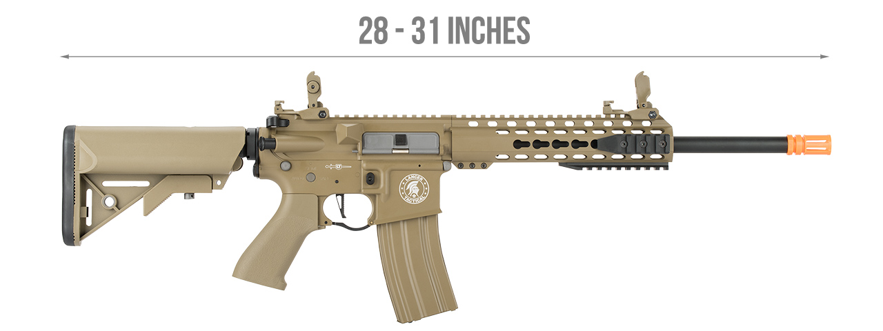 Lancer Tactical Low FPS Proline 10" Keymod M4 Carbine Airsoft AEG Rifle (Color: Tan)