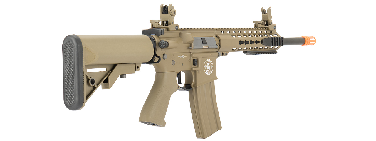 Lancer Tactical Low FPS Proline 10" Keymod M4 Carbine Airsoft AEG Rifle (Color: Tan) - Click Image to Close