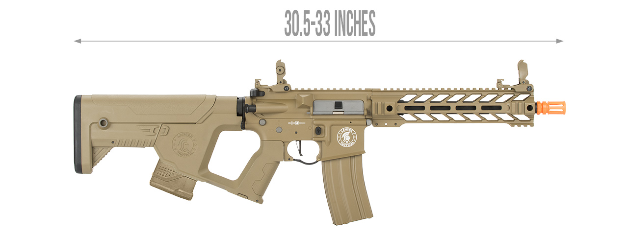 Lancer Tactical Proline Enforcer Battle Hawk 10" M4 Airsoft Rifle w/ Alpha Stock (Color: Tan) - Click Image to Close