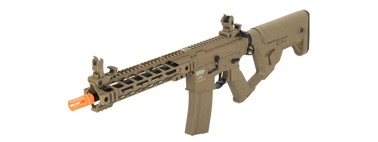 Lancer Tactical Proline Enforcer Battle Hawk 10" M4 Airsoft Rifle w/ Alpha Stock (Color: Tan) - Click Image to Close