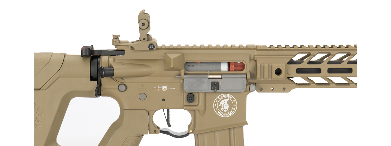 Lancer Tactical Proline Enforcer Battle Hawk 10" M4 Airsoft Rifle w/ Alpha Stock (Color: Tan) - Click Image to Close