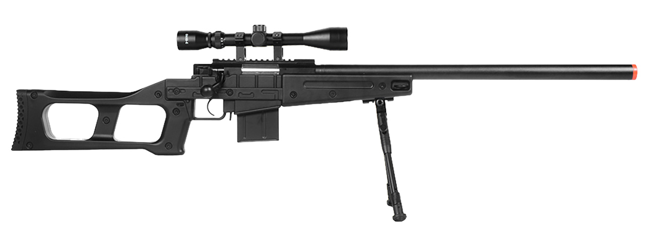 WellFire MK96 Covert Airsoft Sniper Rifle w/ Scope & Bipod (BLACK) - Click Image to Close