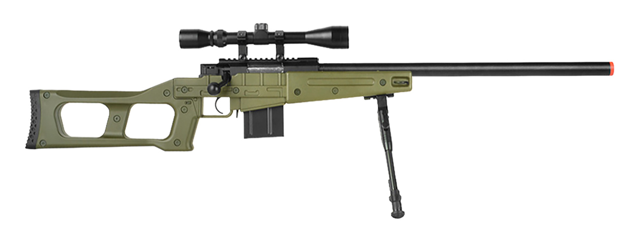 MB4408D MK96 Covert Airsoft Sniper Rifle w/ Scope & Bipod (OD GREEN) - Click Image to Close