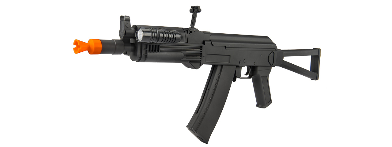 UK Arms P74 AK74 Airsoft Spring Rifle w/ Laser & Flashlight (Color: Black) - Click Image to Close