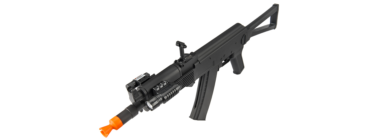 UK Arms P74 AK74 Airsoft Spring Rifle w/ Laser & Flashlight (Color: Black) - Click Image to Close