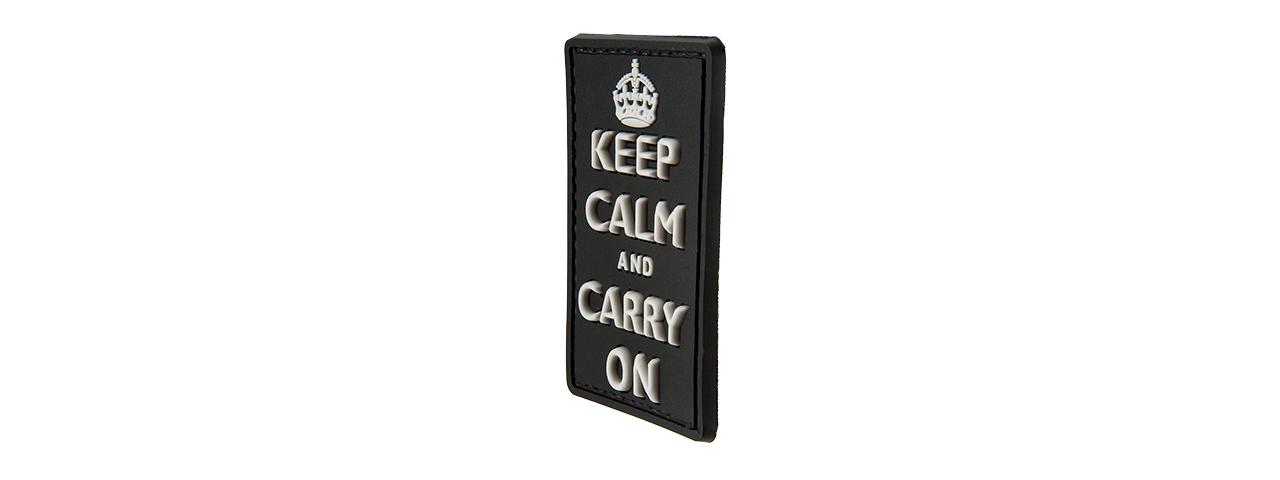 G-FORCE KEEP CALM AND CARRY ON PVC MORALE PATCH (BLACK) - Click Image to Close