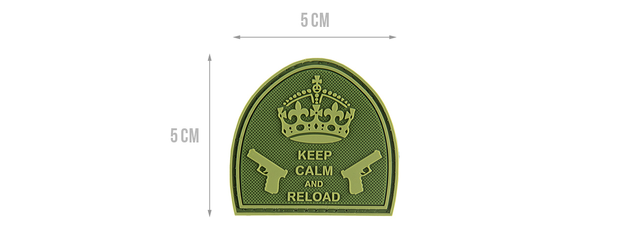 G-FORCE KEEP CALM AND RELOAD PVC MORALE PATCH (OD GREEN) - Click Image to Close