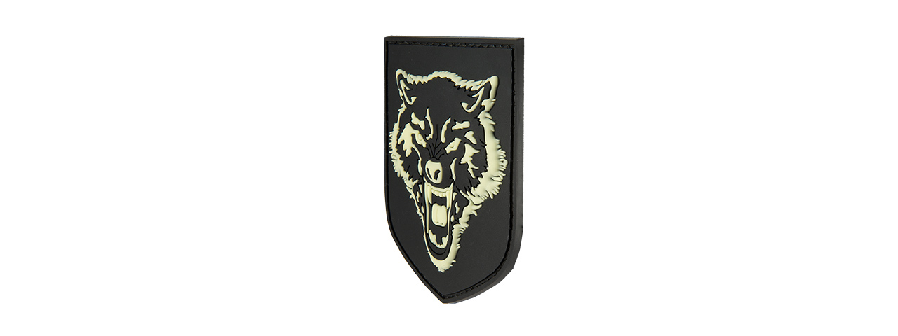 G-FORCE WOLF GLOW-IN-THE DARK PVC MORALE PATCH (BLACK) - Click Image to Close