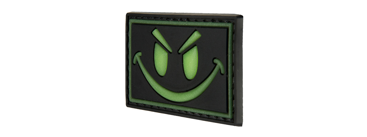 G-FORCE GLOW-IN-THE-DARK SINISTER SMILE PVC MORALE PATCH (BLACK) - Click Image to Close