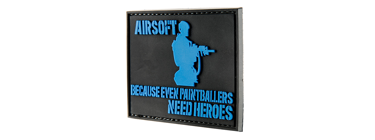 G-FORCE PAINTBALL NEEDS HEROES PVC MORALE PATCH (BLACK / BLUE) - Click Image to Close