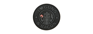 G-FORCE I LOVE GUNS AND BACON PVC MORALE PATCH (BLACK)