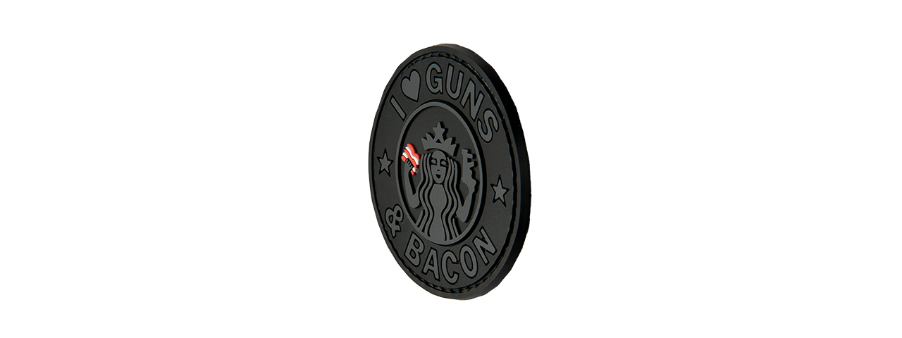 G-FORCE I LOVE GUNS AND BACON PVC MORALE PATCH (BLACK) - Click Image to Close