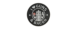 G-FORCE I LOVE GUNS AND BACON PVC MORALE PATCH (BLACK / WHITE)