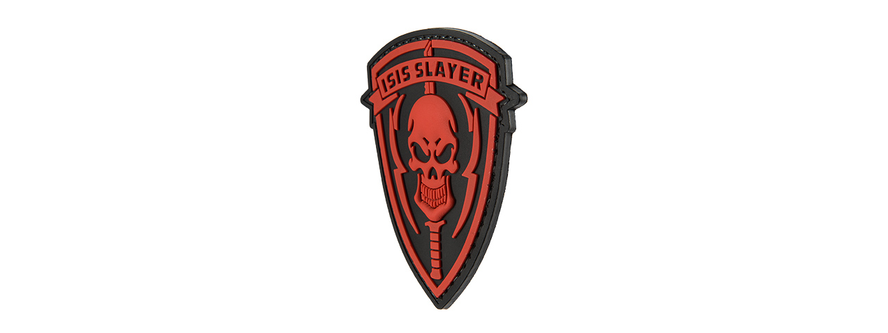 G-FORCE ISIS SLAYER KNIFE AND SKULL PVC MORALE PATCH (RED) - Click Image to Close