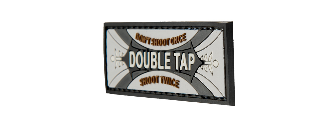 G-FORCE DOUBLE TAP DON'T SHOOT ONCE SHOOT TWICE PVC MORALE PATCH - Click Image to Close
