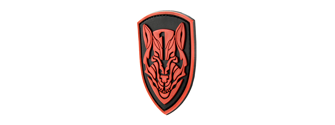G-FORCE RED WOLF SHIELD PVC MORALE PATCH (BLACK / RED) - Click Image to Close