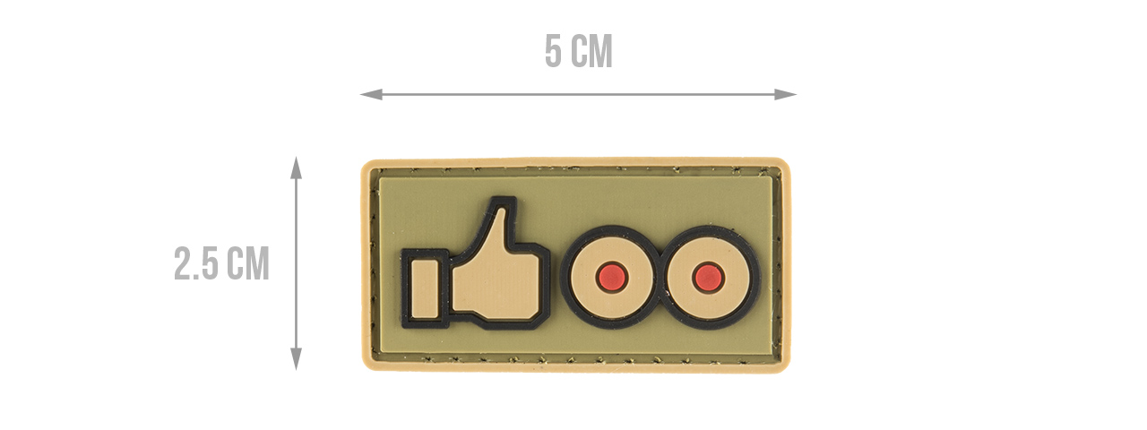 G-FORCE THUMBS UP LIKE SMALL PVC MORALE PATCH (TAN) - Click Image to Close