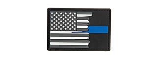 G-FORCE SUBDUED TATTERED US FLAG THIN BLUE LINE PVC MORALE PATCH