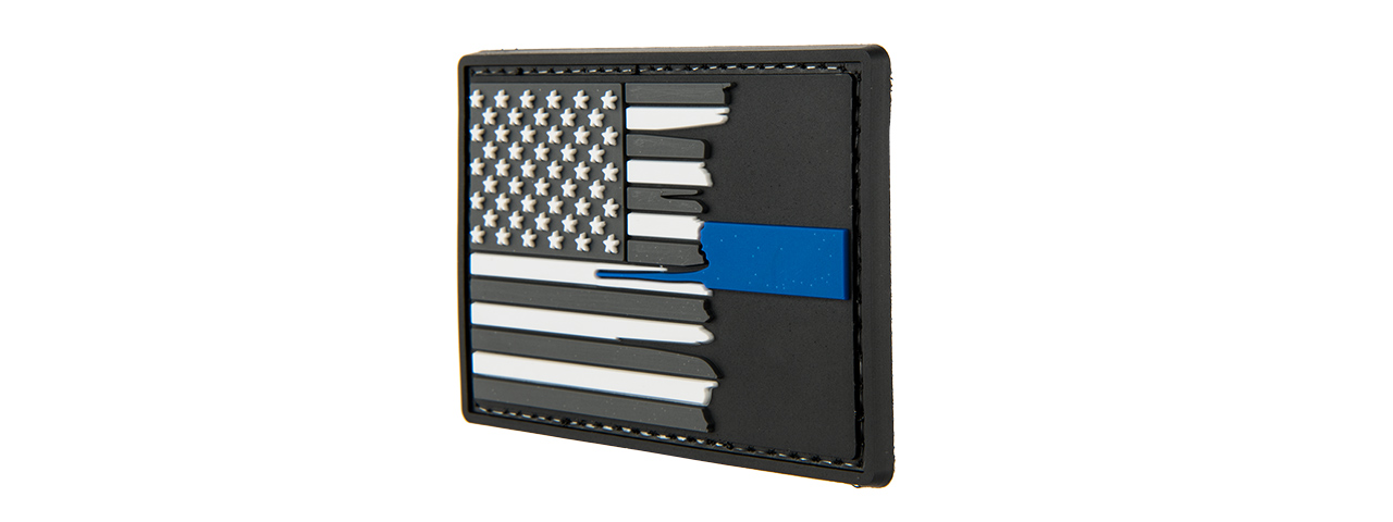 G-FORCE SUBDUED TATTERED US FLAG THIN BLUE LINE PVC MORALE PATCH - Click Image to Close