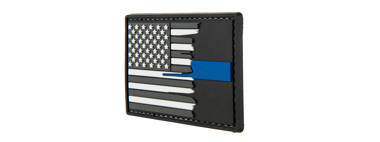 G-FORCE SUBDUED TATTERED US FLAG THIN BLUE LINE PVC MORALE PATCH