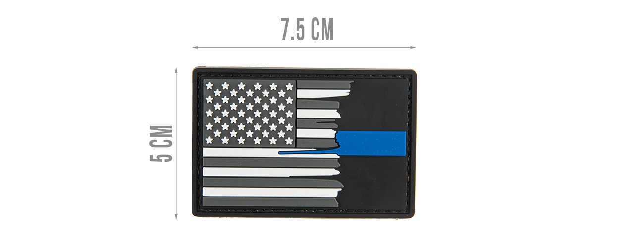 G-FORCE SUBDUED TATTERED US FLAG THIN BLUE LINE PVC MORALE PATCH