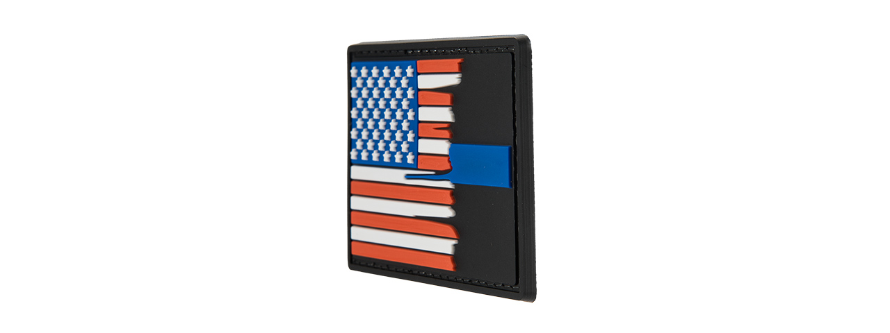 G-FORCE SUBDUED TATTERED US FLAG THIN BLUE LINE PVC MORALE PATCH - Click Image to Close