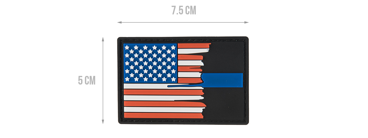 G-FORCE SUBDUED TATTERED US FLAG THIN BLUE LINE PVC MORALE PATCH - Click Image to Close