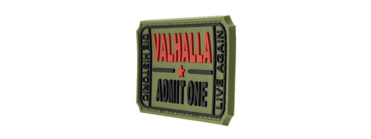 G-FORCE VALHALLA ADMIT ONE PVC MORALE PATCH (OD GREEN) - Click Image to Close