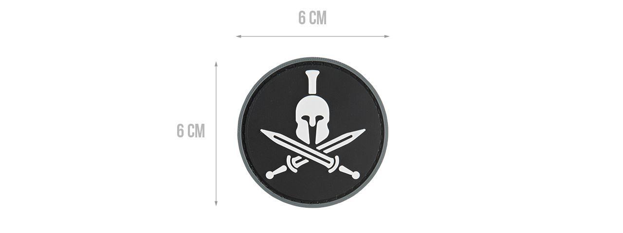 G-FORCE SPARTAN MOLON LABE ROUND PVC MORALE PATCH (BLACK) - Click Image to Close