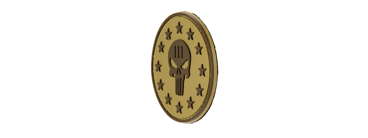 G-FORCE PUNISHER THREE PERCENTER ROUND PVC MORALE PATCH (TAN)