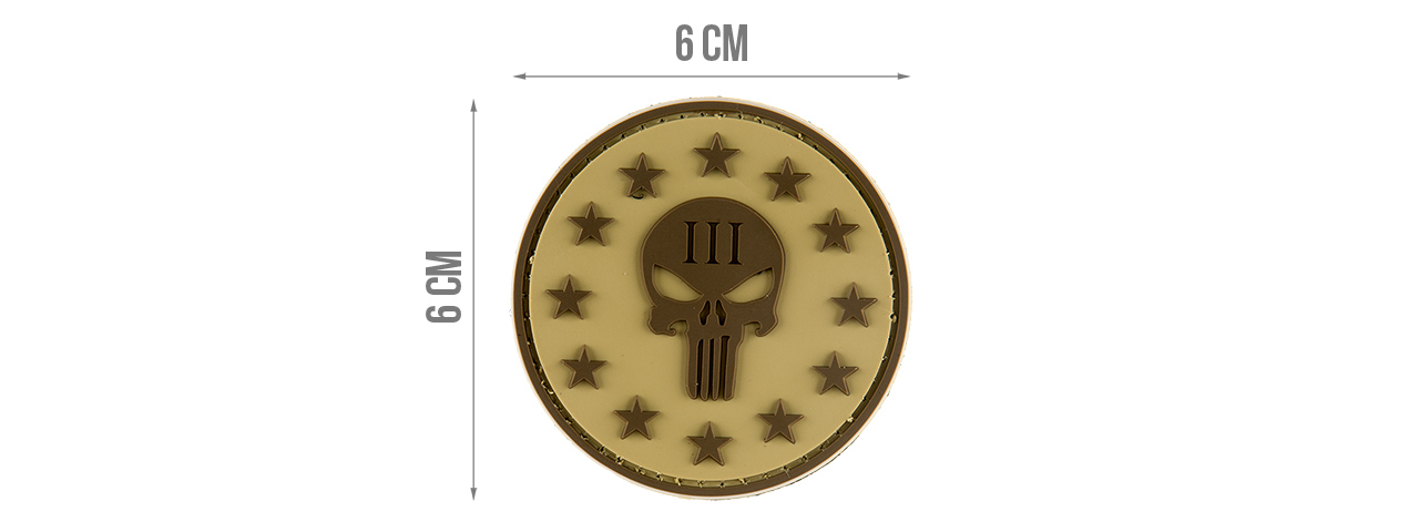 G-FORCE PUNISHER THREE PERCENTER ROUND PVC MORALE PATCH (TAN)