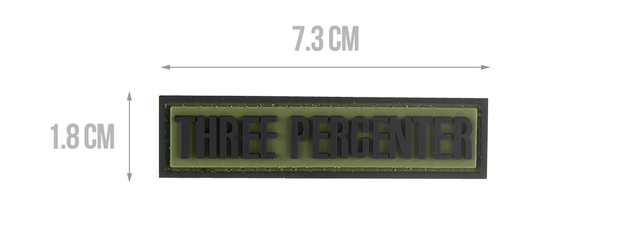 G-FORCE THREE PERECENTER PVC MORALE PATCH (OD GREEN) - Click Image to Close