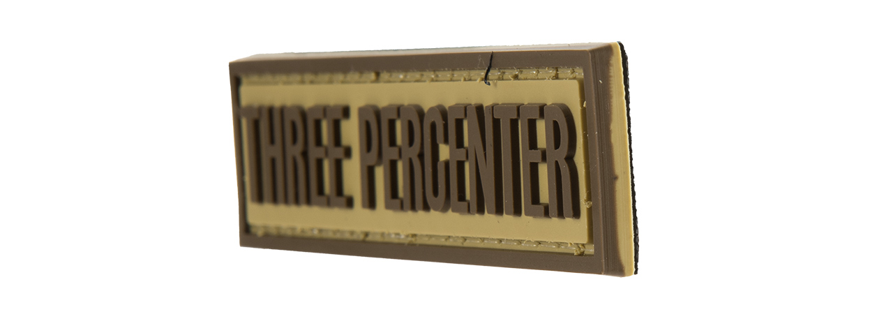 G-FORCE THREE PERCENTER PVC MORALE PATCH (TAN) - Click Image to Close