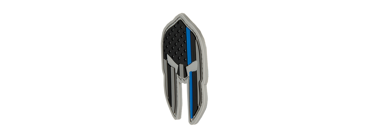 G-FORCE SPARTAN HELMET BLUE LIVES MATTER EDITION PVC PATCH (BLACK / BLUE)