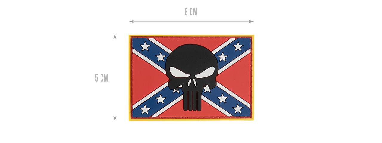 G-FORCE CONFEDERATE "REBEL" BATTLE FLAG AND SKULL PVC MORALE PATCH - Click Image to Close