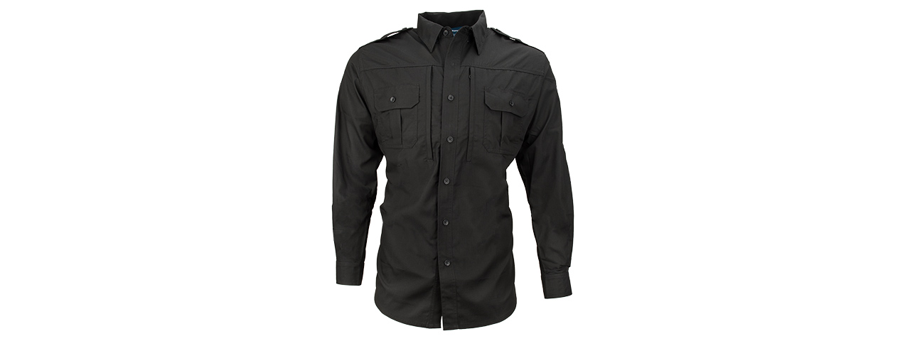 PROPPER RIPSTOP REINFORCED TACTICAL LONG-SLEEVE SHIRT - MEDIUM (BLACK) - Click Image to Close