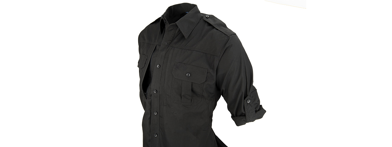 PROPPER RIPSTOP REINFORCED TACTICAL LONG-SLEEVE SHIRT - MEDIUM (BLACK) - Click Image to Close