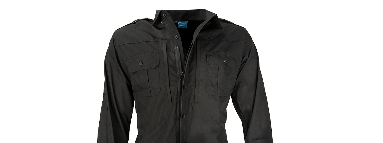 PROPPER RIPSTOP REINFORCED TACTICAL LONG-SLEEVE SHIRT - MEDIUM (BLACK)