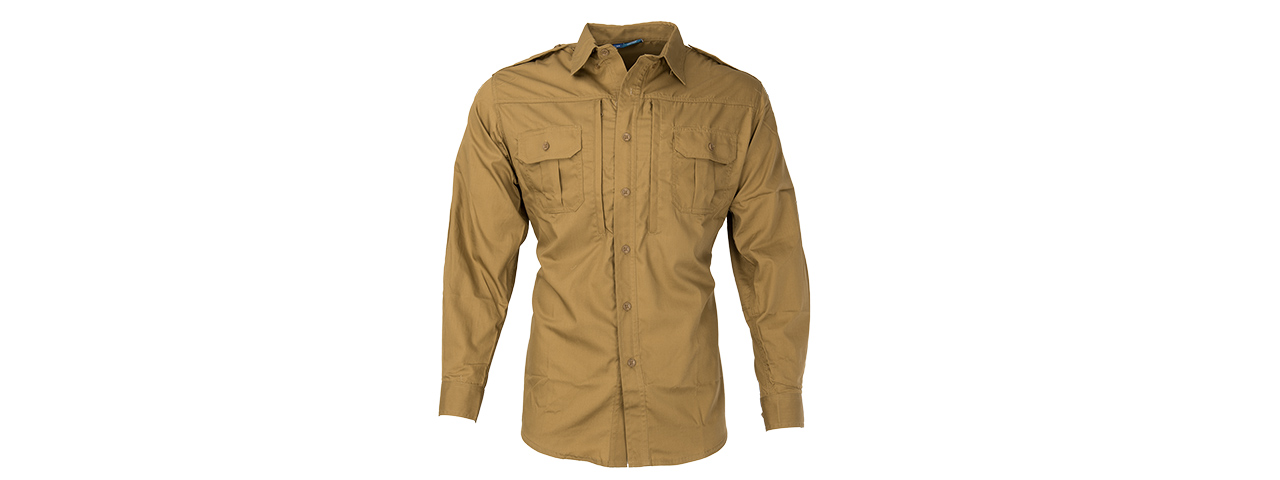 PROPPER RIPSTOP REINFORCED TACTICAL LONG-SLEEVE SHIRT - X-LARGE (COYOTE BROWN) - Click Image to Close