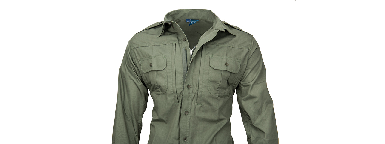 PROPPER RIPSTOP REINFORCED TACTICAL LONG-SLEEVE SHIRT - LARGE (OD GREEN) - Click Image to Close
