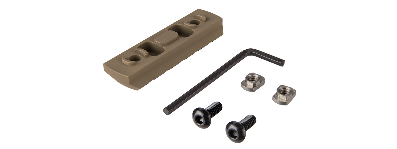 RANGER ARMORY 5-SLOT ALUMINUM PICATINNY RAIL SECTION FOR M-LOK (TAN) - Click Image to Close