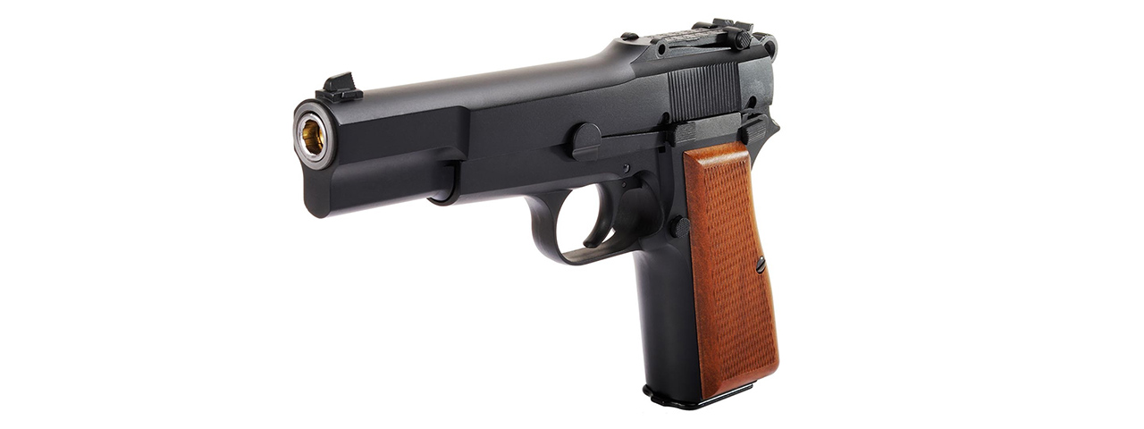 WE Tech Browning Hi-Power Blowback Airsoft Pistol (BLACK/WOOD)