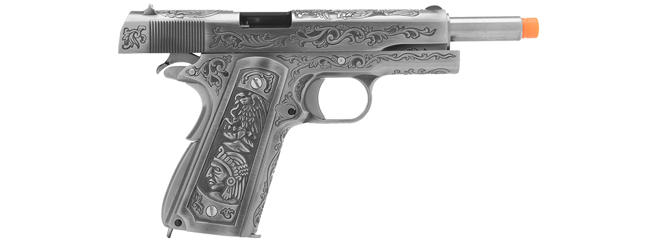 WE Tech Full Metal Gas Blowback Floral Pattern 1911 (SILVER) - Click Image to Close