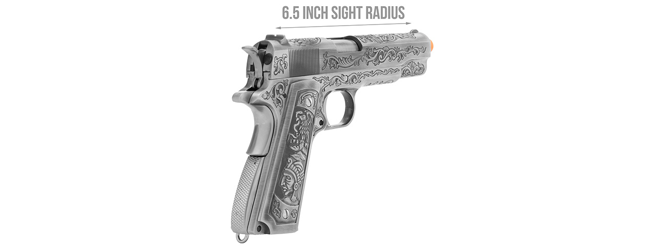 WE Tech Full Metal Gas Blowback Floral Pattern 1911 (SILVER) - Click Image to Close